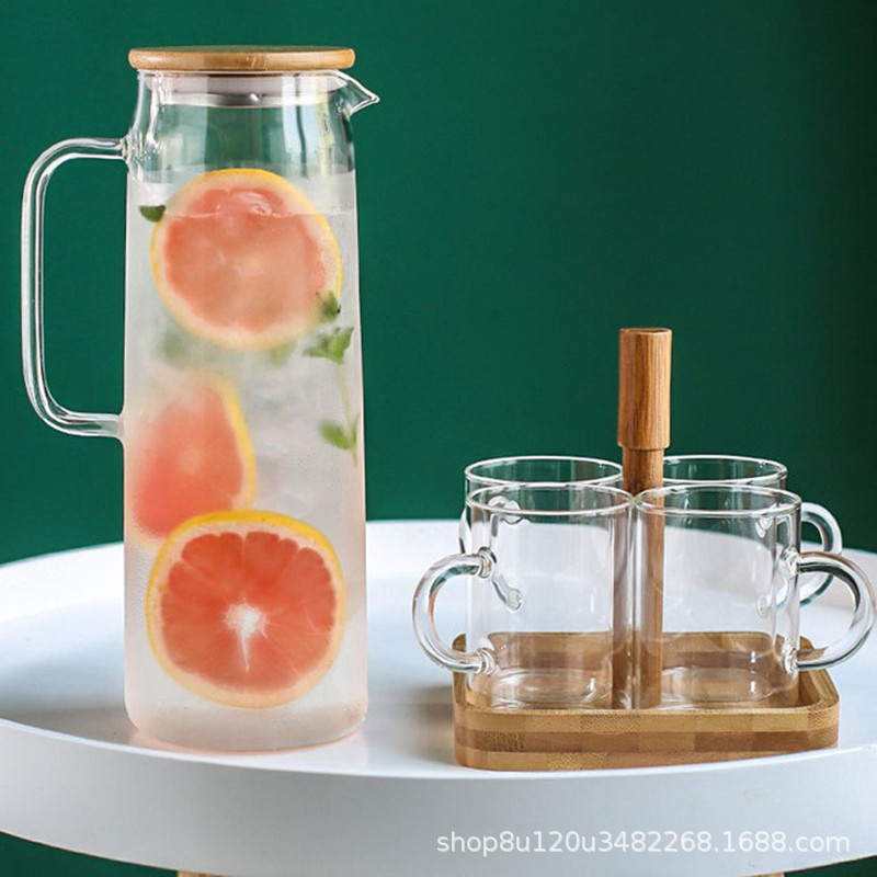 Tapa de acero inoxidable vidrio hervidor frío gran capacidad jugo bebida olla vidrio borosilicato cuerpo recto hervidor frío olla