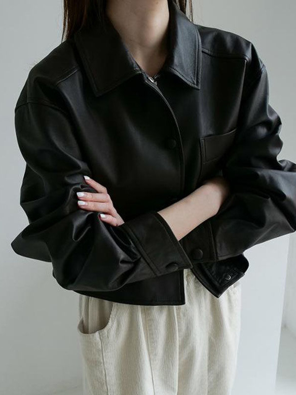 皮衣外套女短款韩版宽松秋季机车服PU皮夹克休闲炸街上衣港风洋气|undefined