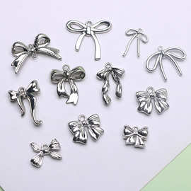 挂镀保色diy蝴蝶结镂空吊坠挂件合金项链手链耳环手工饰品配件