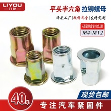 平头半六角拉铆螺母 彩锌白锌螺母 现货 紧固件GB/T17880