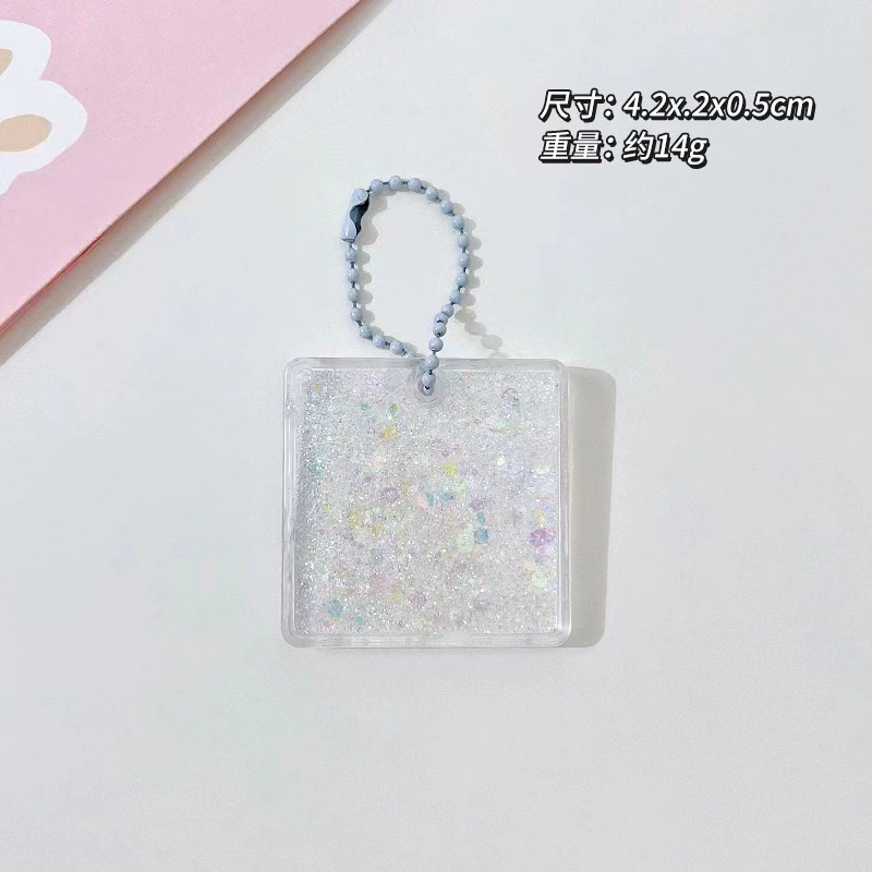 Transparent Creative Keychain DIY, 7×6×1.8 cm, assorted laser & glitter designs (random chain)