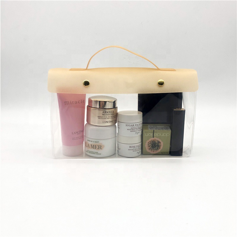 2020新款热销便携式EVA手提袋双按扣收纳透明手提袋可做PVC包装袋