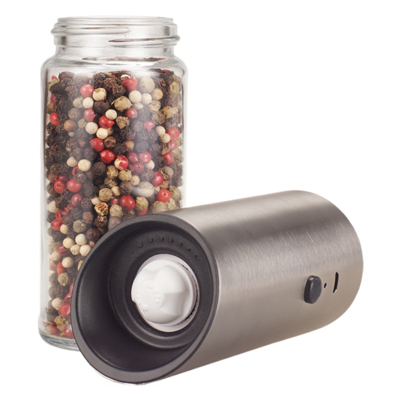 Molino eléctrico de acero inoxidable para especias y pimienta, molinillo automático de sal marina, molinillo eléctrico de cocina