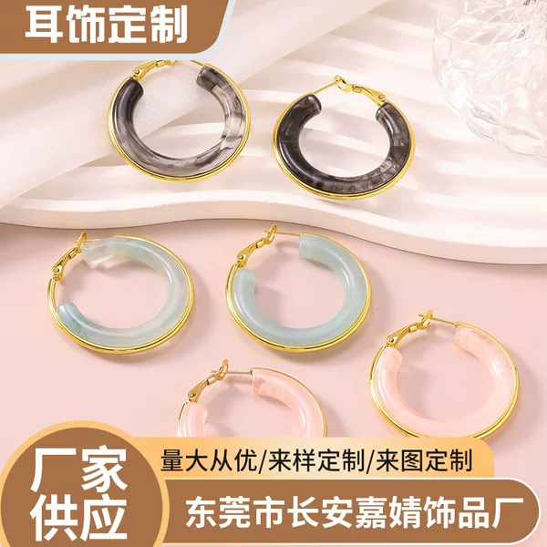 Fashionable Metal Earrings with Marble Texture Design, Available in Multiple Colors, Suitable for Daily Casual Wear and Commuting, Versatile and Stylish
