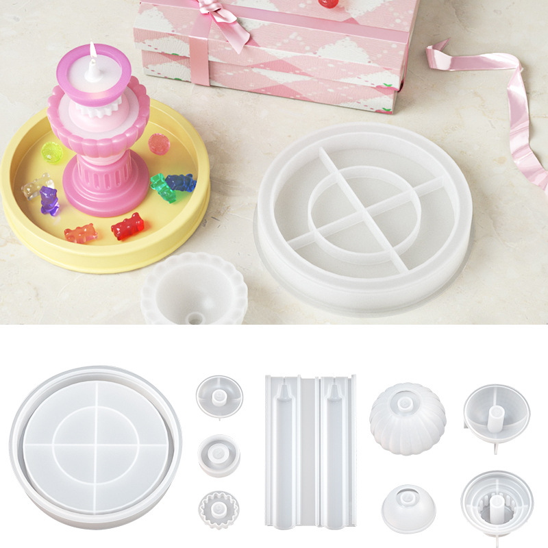 Molde para Candeleros Apilables de Silicona, para Manualidades DIY, para Velas Aromáticas