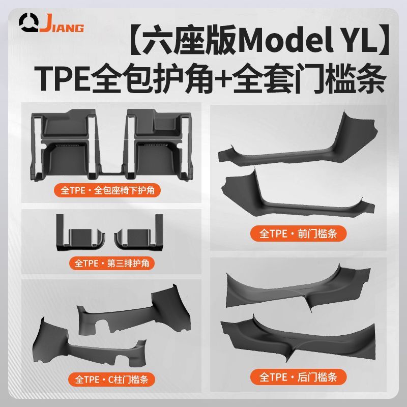 Suitable for Tesla Six-Seater Model Yl, Tpe Corner Protectors under the Seats, Full-Coverage Anti-Kick Pads, Protective Floor Mat Accessories