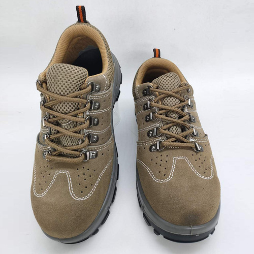 2-layer shearling protective work shoe, anti-puncture, anti-impact, breathable, open-toe safety shoe, PU injection molded insole work shoe