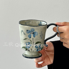 三秋Sanq復古叙蘭時手つまみレース陶磁器コップマグカップラテコーヒーカップ小衆プレゼント