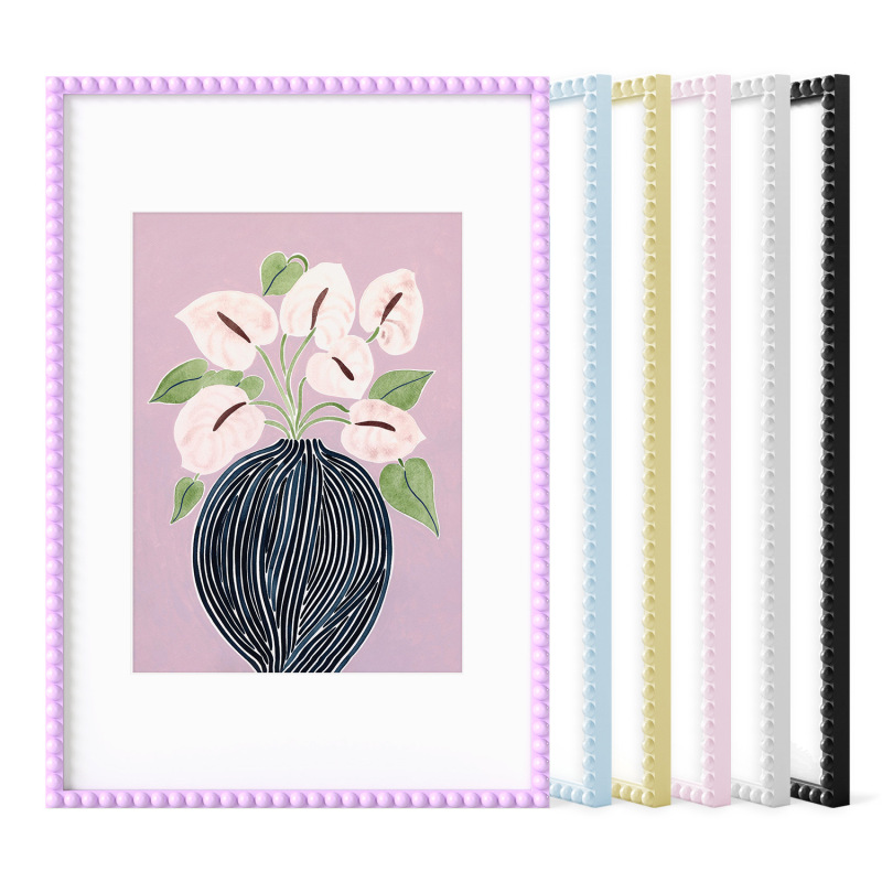 European and American Popular Plastic Round Bead Photo Frames, New Injection-Molded Photo Frames, Living Room and Study Wall Decoration Picture Frames, Manufacturer Wholesale