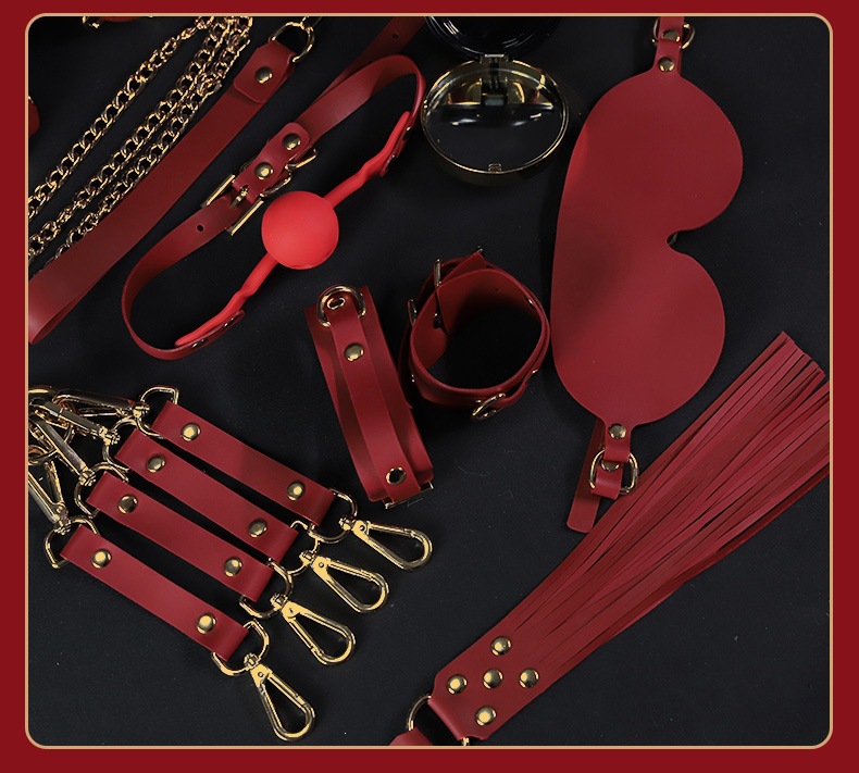 Jiuai SM Bondage Restraint Set, 8-Piece Silicone Kit with Gag, Nipple Clamps and Anal Plug — detail image 22