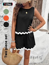 I 46296 Fashion Lace Short Sleeve Pants Set ��߅��ѝ���b