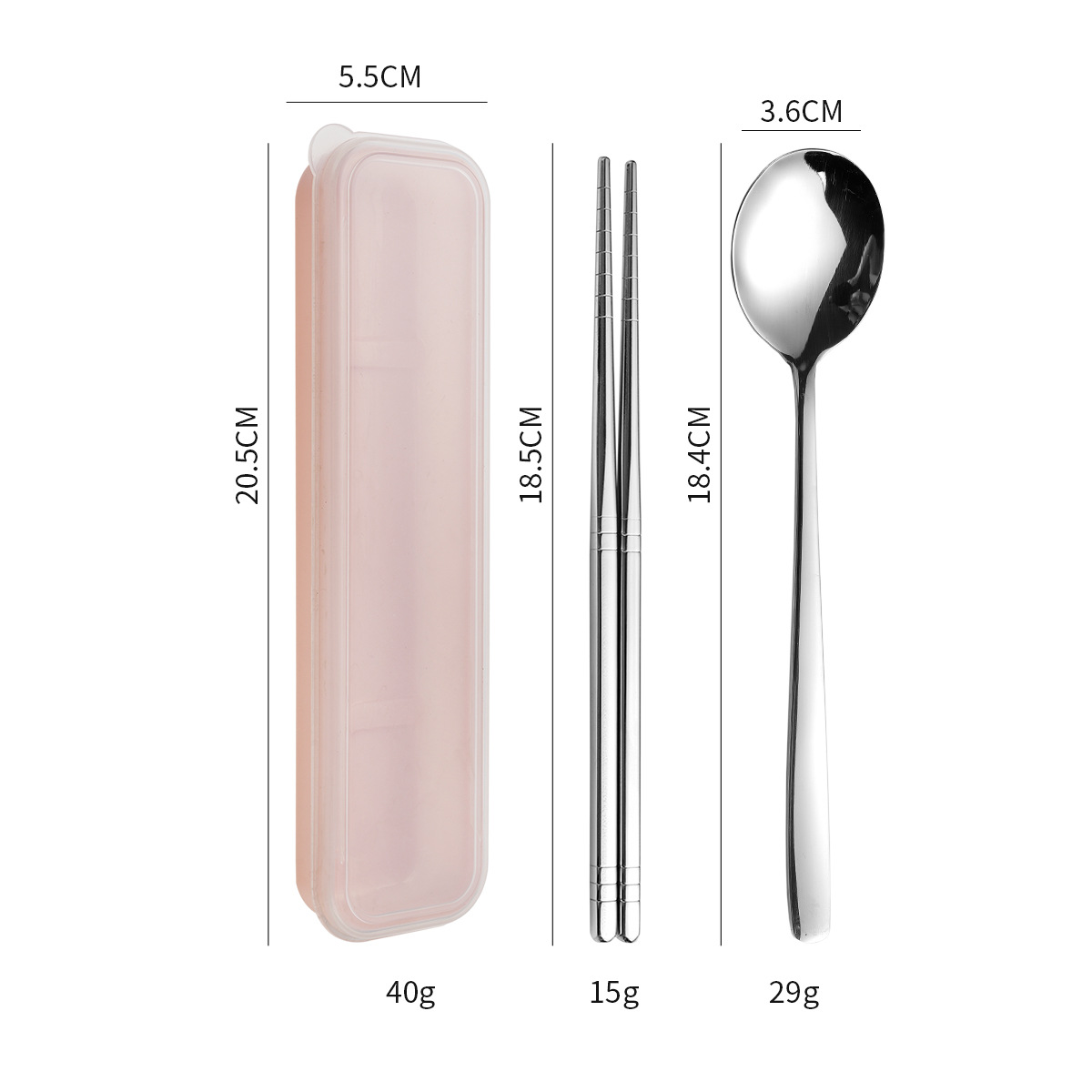 304 스틸 [핑크] 숟가락 + 젓가락 + 상자