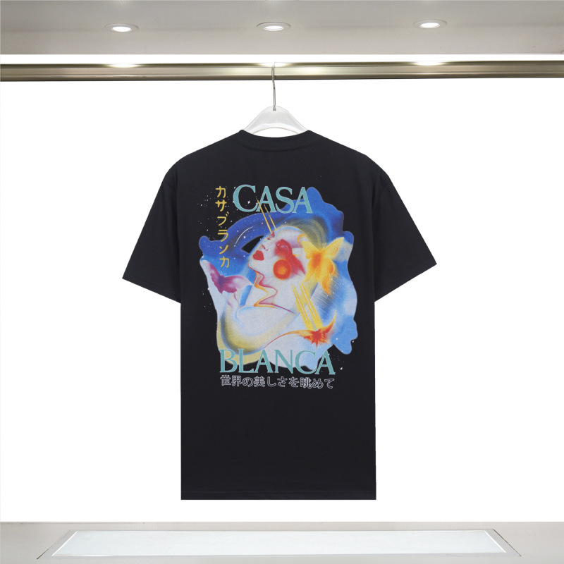 メンズ半袖 260g カサブランカ半袖 2025 春夏新作 カラープリント CASA ピュアコットン半袖|undefined
