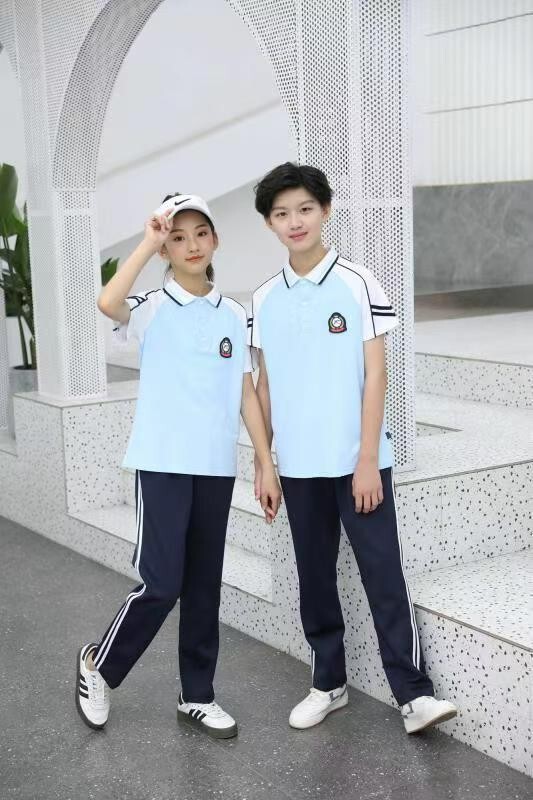 Sg Pique Cotton School Uniforms for Primary and Secondary School Students Summer Short-Sleeved Sports Two-Piece Set Kindergarten Uniforms Kidsren's School Uniforms