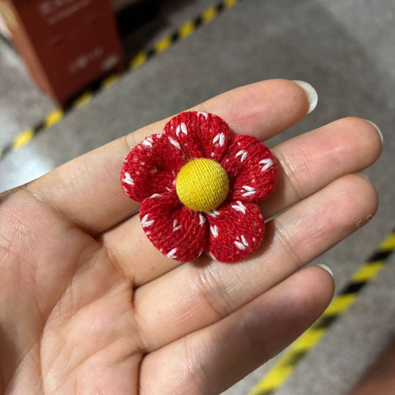 布艺手工花diy配饰 波点毛线五瓣花配件 鞋帽童装辅料 钩针五瓣|undefined