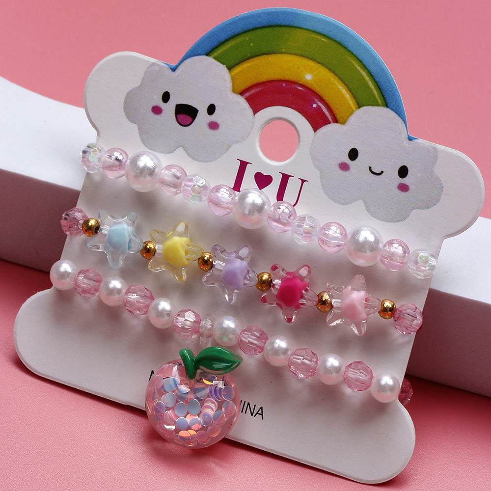 Simple Style Pentagram Apple Plastic Beaded Bracelets