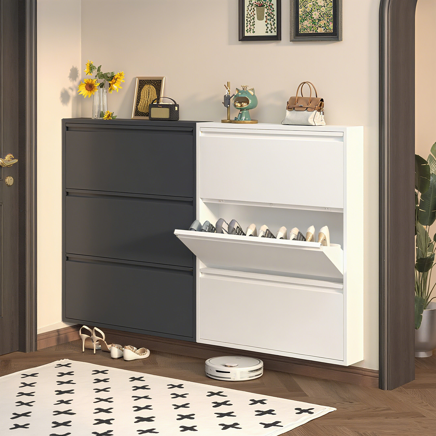 Flip Shoe Cabinet Extremely Narrow Multi-Layer Home Door Storage Entrance Cabinet Integrated Modern Simple Ultra-Thin Entry Shoe Cabinet