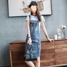 2025夏装新款女装小清新时髦套装裙子两件套学生背带牛仔连衣裙潮