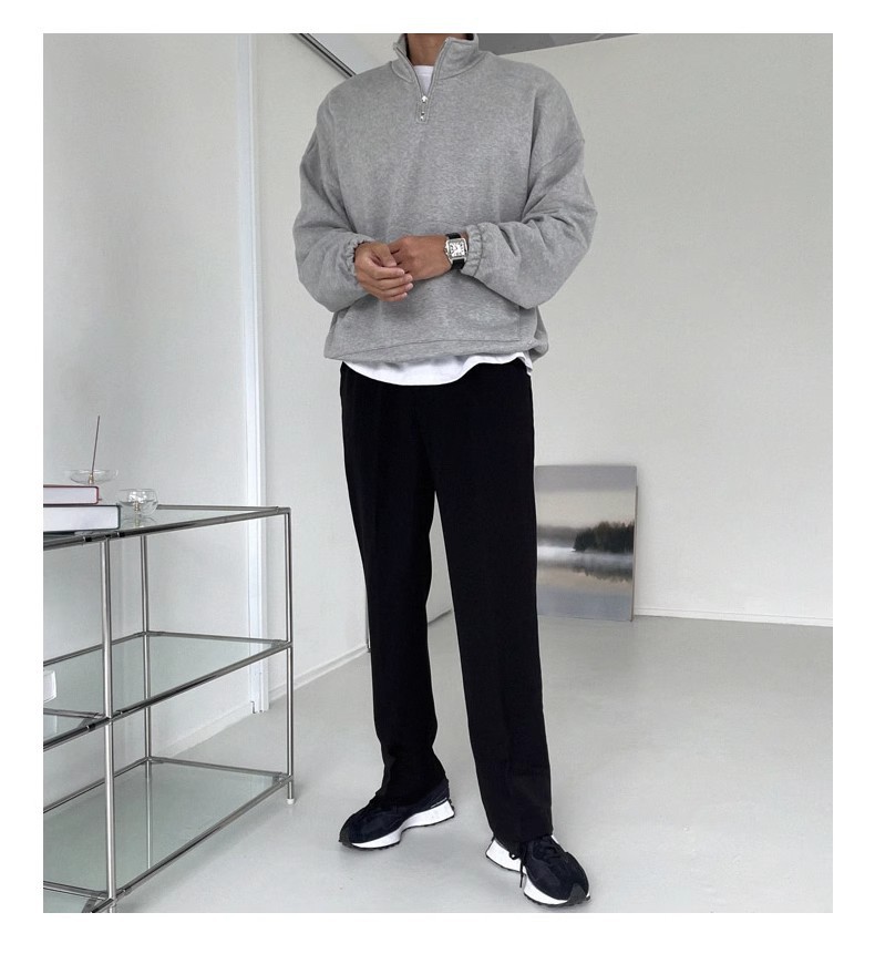 Herren-Sweatshirt mit Stehkragen und halbem Reißverschluss – Lässiger Pullover für Sport und Freizeit, Herbst & Winter (Grau, M/L/XL/2XL/3XL)_voghion.com