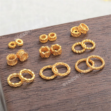 S925银配饰古法金隔珠隔片跑环DIY手链银配件饰品项链串珠材料