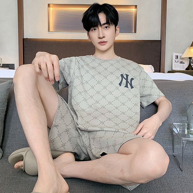 2024 nuevos pijamas para hombres, pantalones cortos finos de verano de manga corta, trajes de primavera y verano, ropa informal para el hogar
