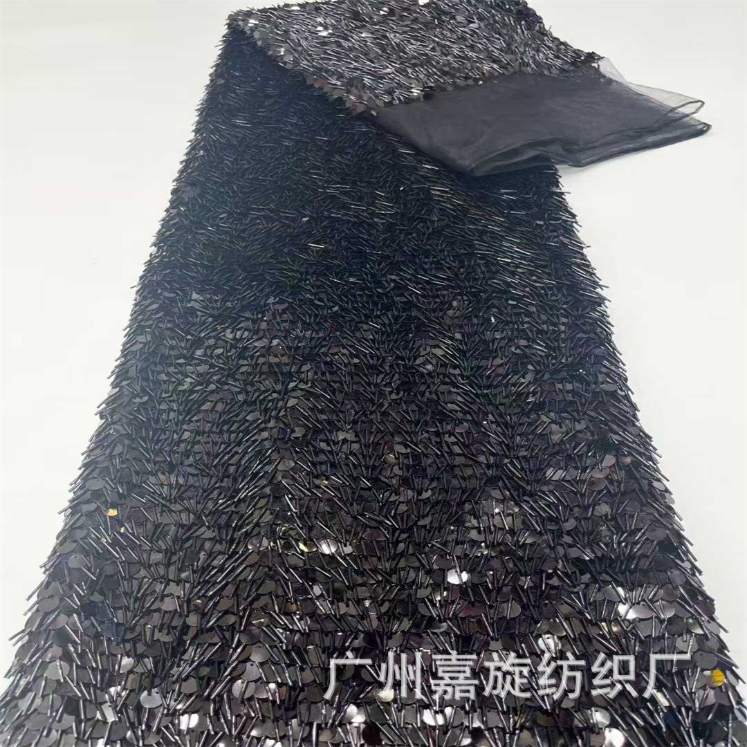 Aguja cerrada europea tubo largo sequinilla tela de encaje de cuentas de moda media falda accesorios de ropa de desfile sequilla
