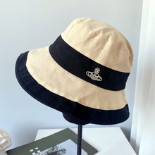 日本原单土星刺绣盆帽UV防晒遮阳渔夫帽子女布帽