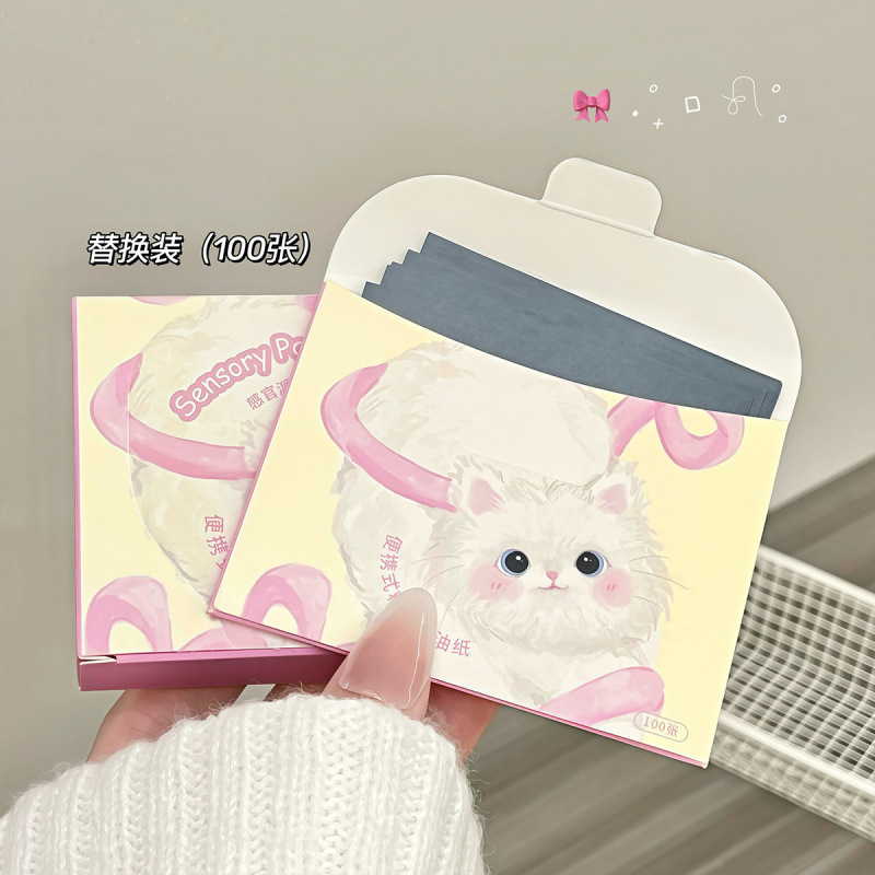 Sensory Party ポータブルパウダーパフ油吸収紙、さわやかで爽やかなメイクアップ夏用ミラー付き顔用油吸収紙|undefined