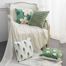 2022春季新品现代简约清新绿色靠垫数码印花抱枕家居沙发床头靠枕