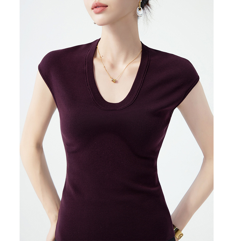 High-Quality Tencel Fashion Off-Shoulder Waist-Cinching Slim-Fit T-Shirt Pullover Women's Summer Top