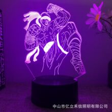 跨境3D小夜灯英雄联盟系列USB黑色触摸七彩裂纹16色USB台灯床头灯