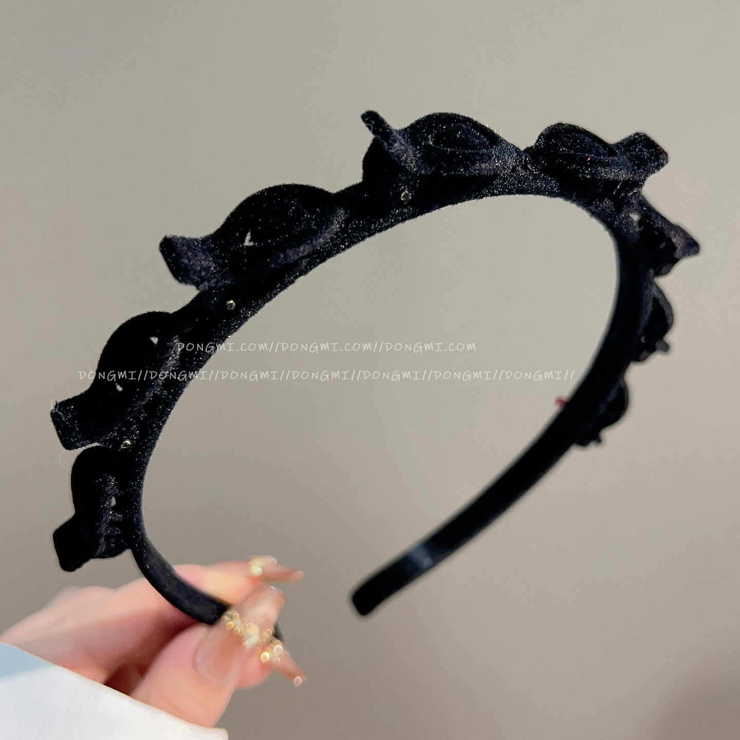 #237 black flocked braided headband