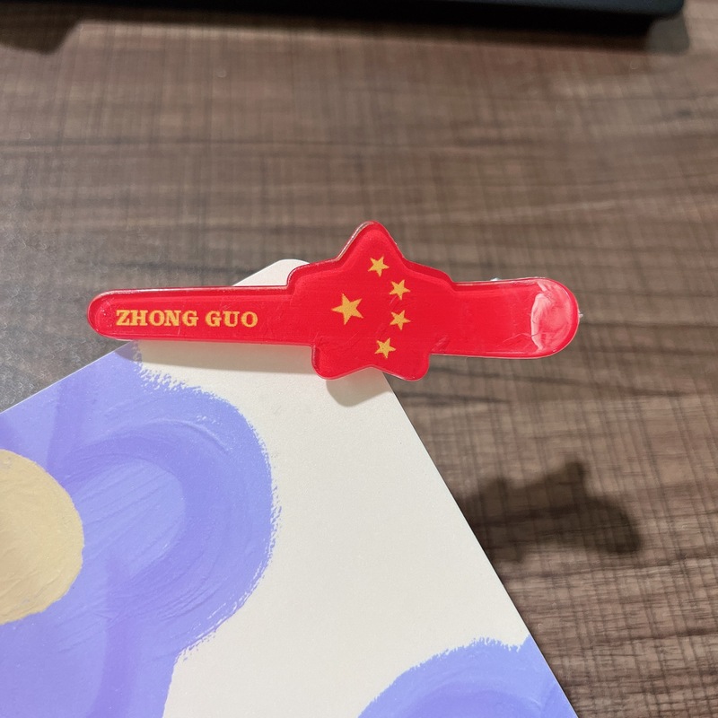 新款中国红发夹甜美国庆节五星红旗发夹儿童侧边刘海夹小女孩儿童|undefined
