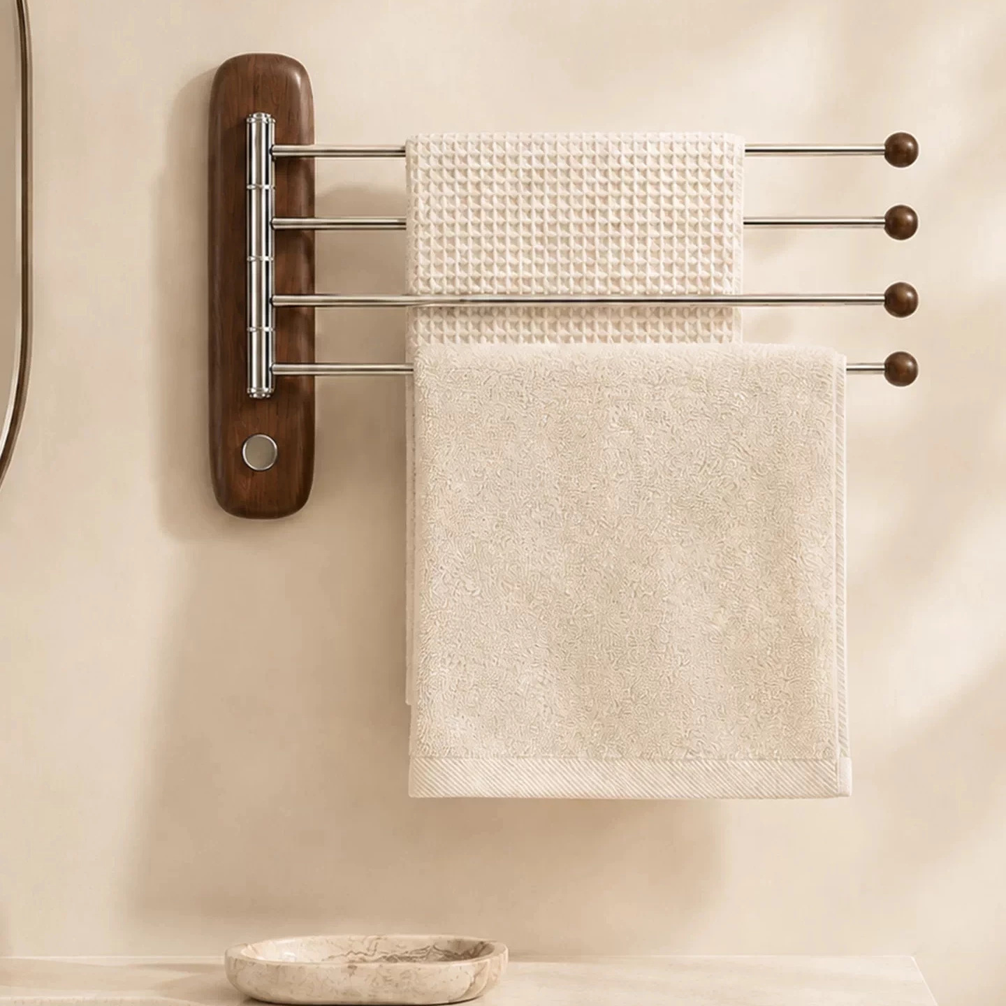 Towel rack for bathroom, stainless steel, no-drill required, towel shelf with a high-end vintage style hanging rod