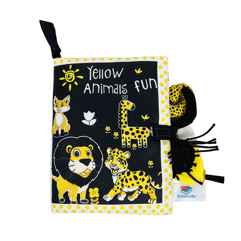 Libro de tela para bebés, con cola tridimensional, colores negro, blanco y rojo, desgarrable, juguete educativo.