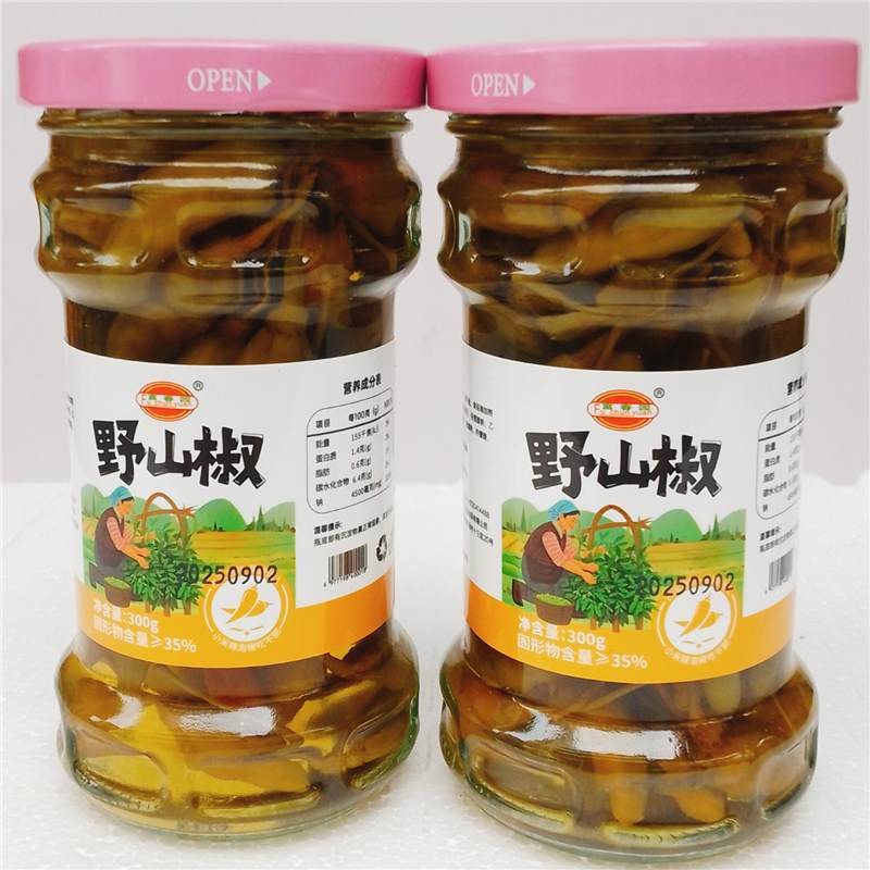 富春园野山椒泡菜300g瓶装腌制小米辣椒咸菜开胃下饭菜即食泡椒菜
