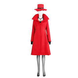 大神偷卡门cos服圣诞节大衣红色风衣套装动漫电影角色演出服cos服