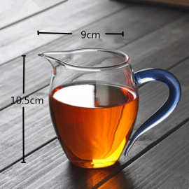 家用玻璃公道杯加厚泡茶茶海茶杯彩色把手分茶器定制印字厂家批发