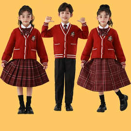 元旦小学生合唱演出服儿童诗歌朗诵表演服加厚开衫毛衣中小学班服