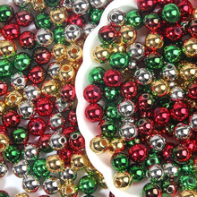 8mm圣诞节色金色CCB电镀塑料圆珠散珠DIY饰品配件跨境货源批发