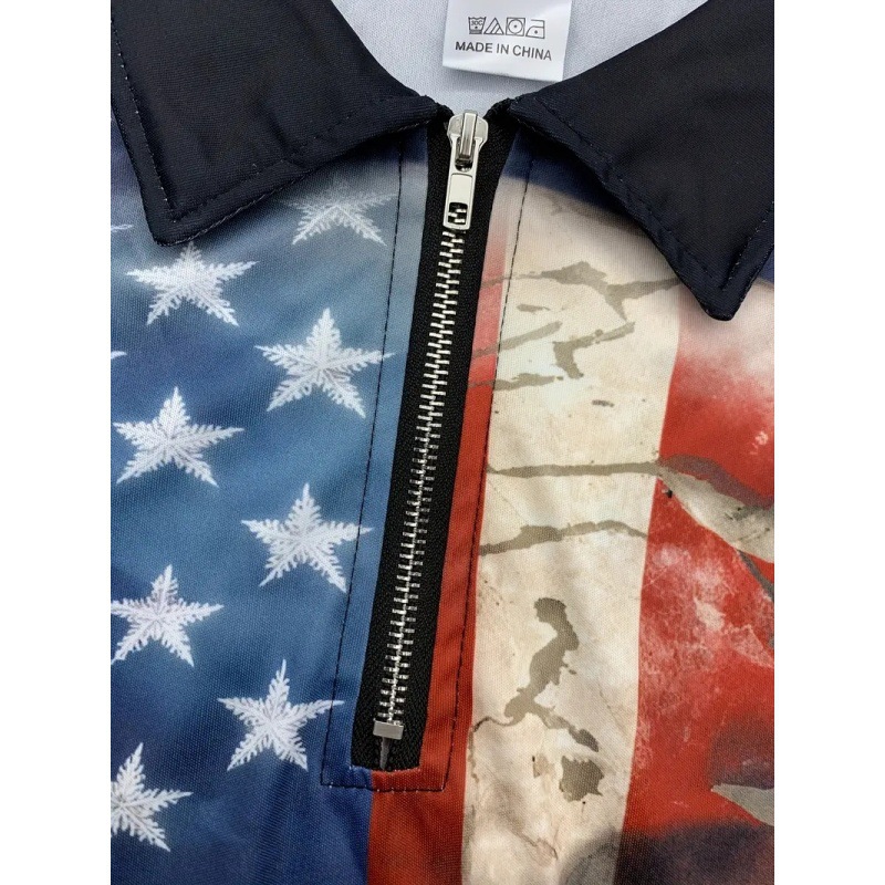 Clásico thriller belleza bandera calavera estampado 3D personalidad de la calle de los hombres manga larga transpirable suelta impresión 3D