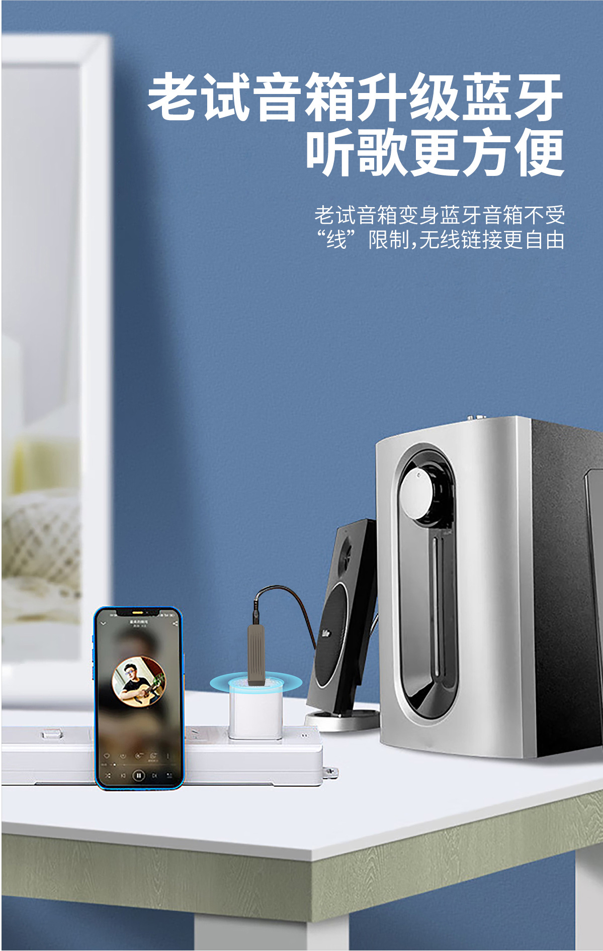 New car wireless 5.3 bluetooth receiver dual-port USB/AUX output lossless sound quality power amplifier converter