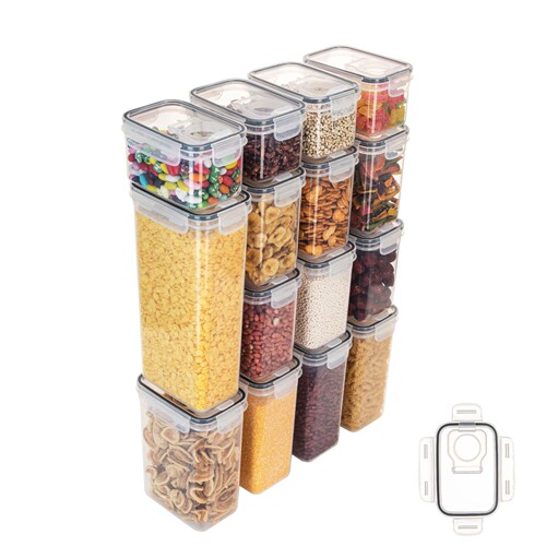 Food sealed storage box, transparent square preservation box, kitchen grains storage cans, thickened dried fruit storage cans