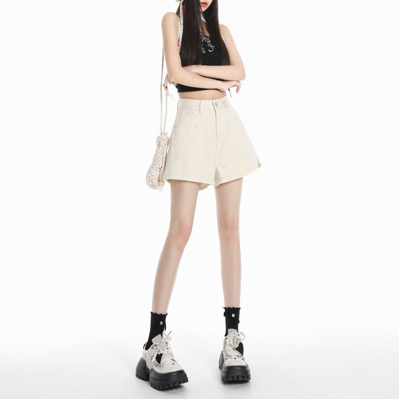 Summer New Arrivals & Summer Dopamine Denim Shorts, Fashionable and Versatile High-Waisted A-Line Hip-Hugging Hot Pants for Trendy Girls