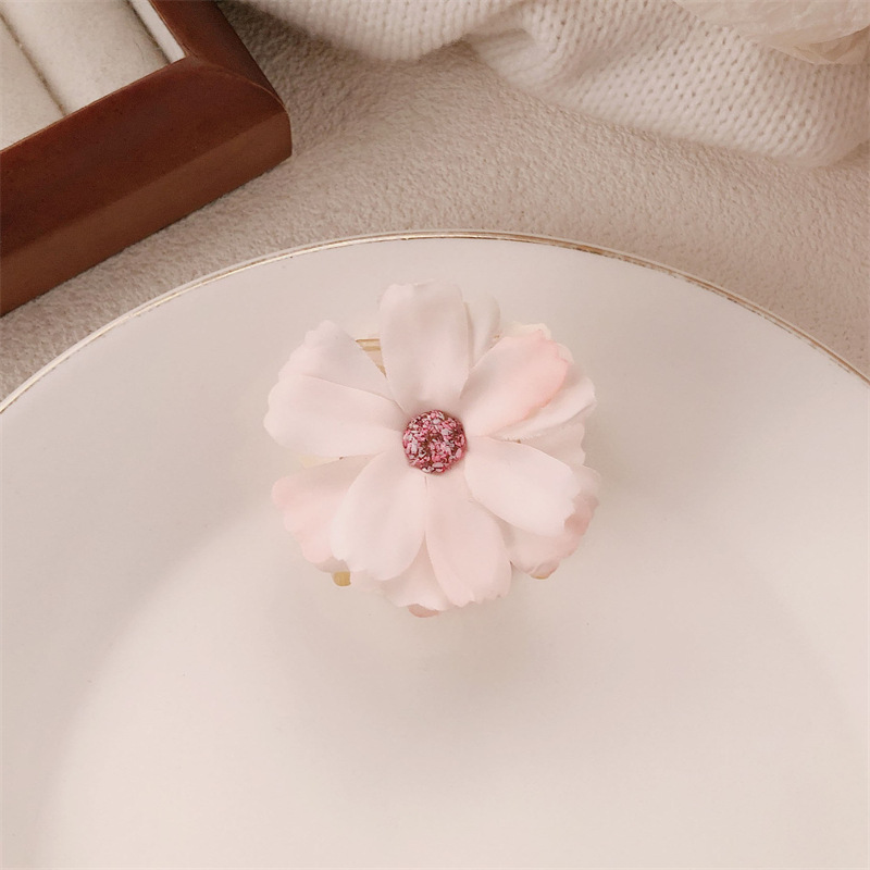 Flor de simulación clip de agarre pequeño clip de garra de cola de caballo alta pinza de pelo de artefacto fijo horquilla de cabeza femenina nuevo tocado de flor