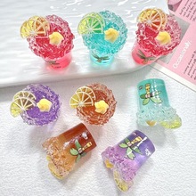 仿真立体食玩柠檬茶饮料杯树脂配件diy手机壳钥匙扣吊坠娃屋摆件