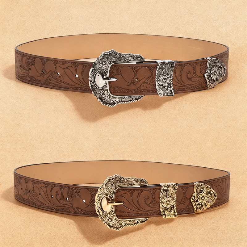 Nuevo cinturón para damas retro bohemia cinturón en relieve y2k cinturón de estilo europeo y americano hebilla de aguja hombre