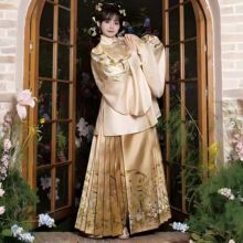 春季新款原创汉服女明制立领对襟袄汉元素印花马面裙套装日常汉服