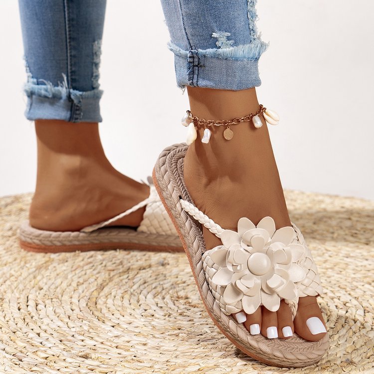 European And American Cross-border Foreign Trade Shoes, New Summer Floral Soft-soled Large-size Women's Beach Sandals,_vogvips.com