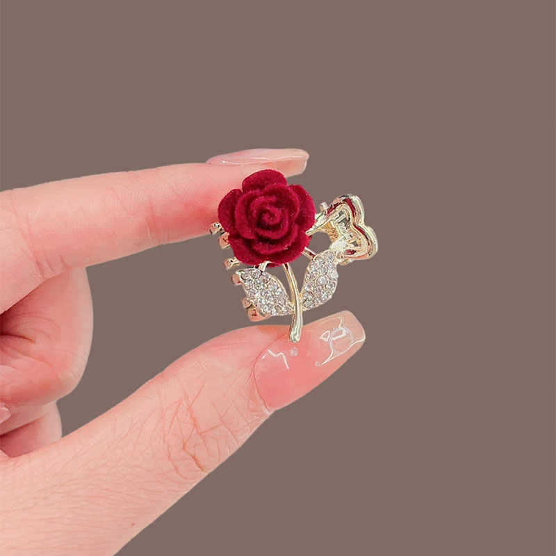 High-grade Refined Red Rose Grab Clip small size Hairpin Women's Fringe Hair Fringe Clip Autumn and Winter Top Clip 2023 High-grade Refined Red Rose Grab Clip small size Hairpin Women's Fringe Hair Fringe Clip Autumn and Winter Top Clip 2023